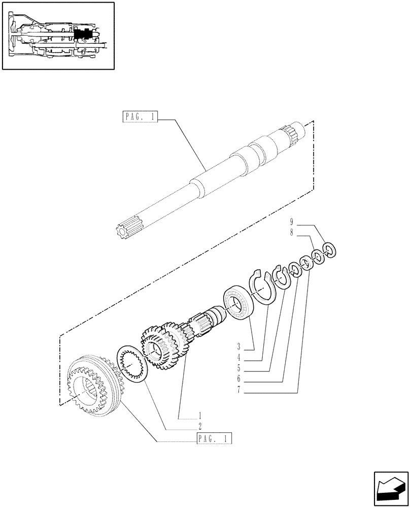 Схема запчастей Case IH JX1075N - (1.28.1[02]) - TRANSMISSION GEARS (03) - TRANSMISSION