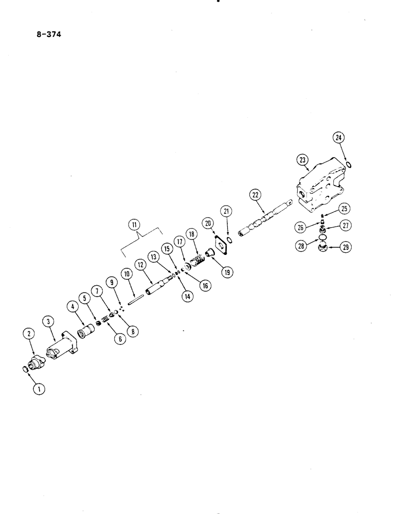 Схема запчастей Case IH 485 - (8-374) - SINGLE AUXILIARY HYDRAULIC VALVE (08) - HYDRAULICS