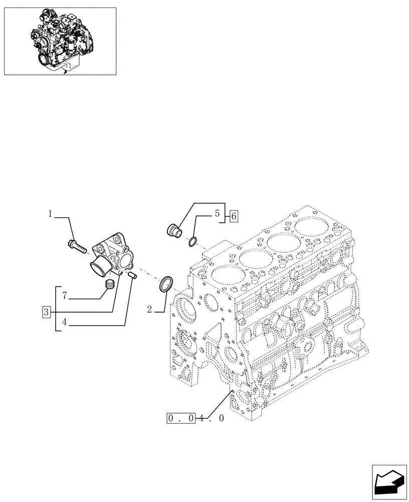 Схема запчастей Case IH PX110 - (0.32.3[01]) - PIPING - ENGINE COOLING SYSTEM (504064335 - 504038202) (02) - ENGINE