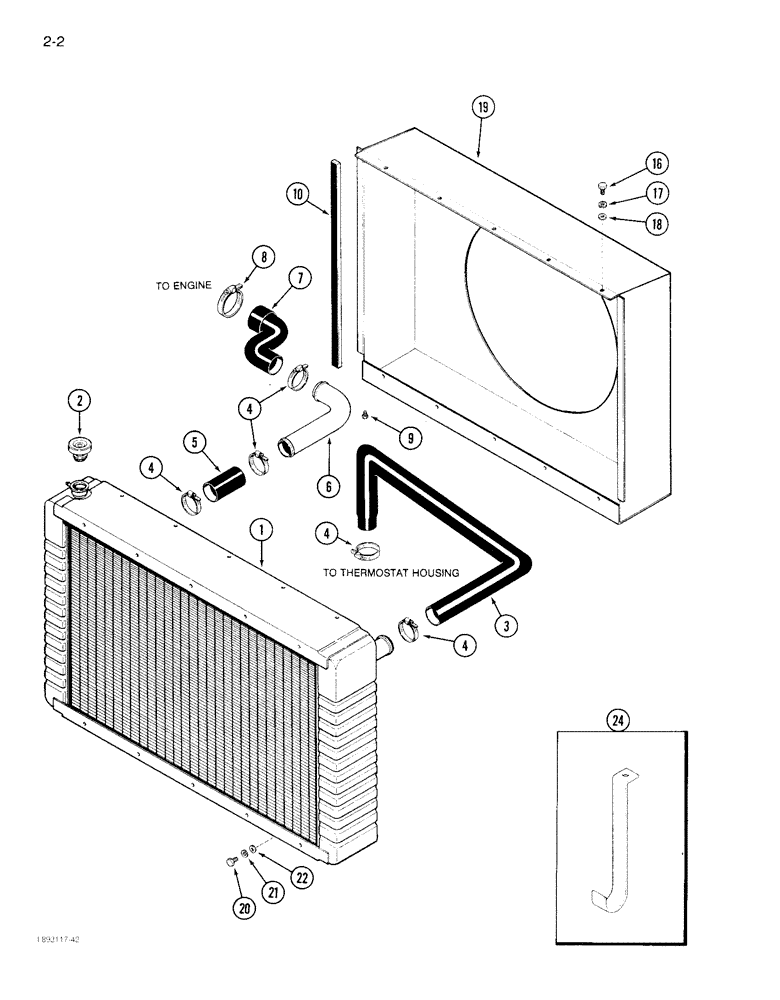 Схема запчастей Case IH 1822 - (2-02) - RADIATOR AND FAN SHROUD 1822 COTTON PICKER (01) - ENGINE