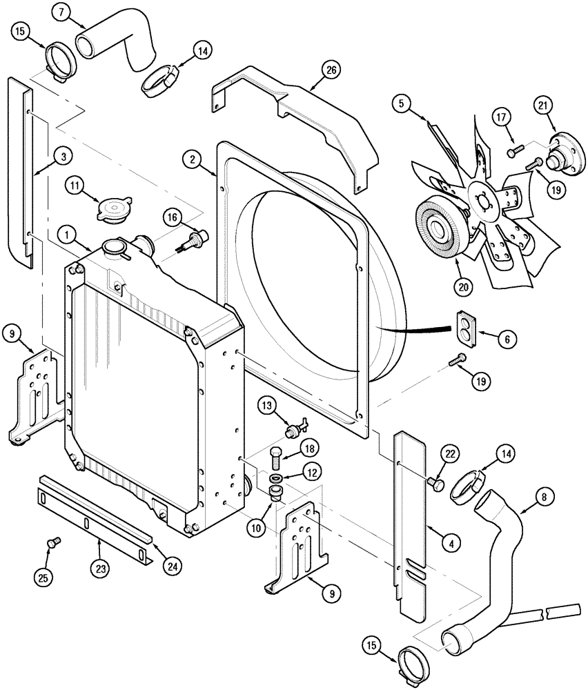 Схема запчастей Case IH MX100C - (02-02) - RADIATOR AND CONNECTIONS (02) - ENGINE