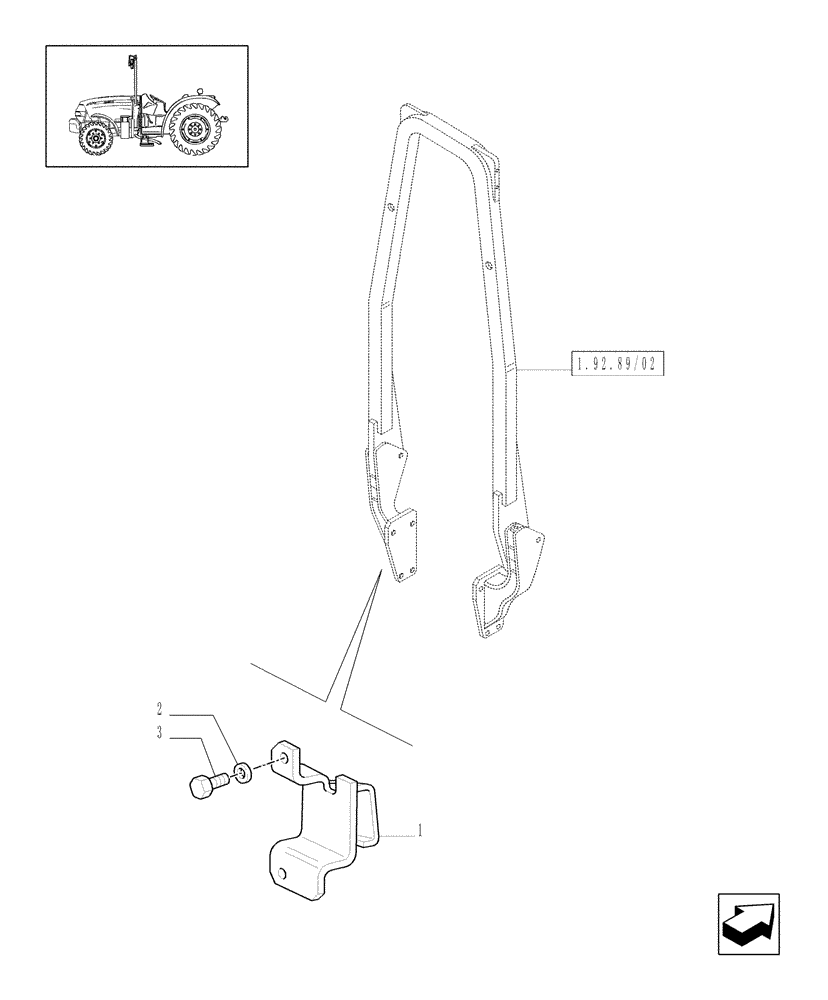 Схема запчастей Case IH JX1070N - (1.89.4) - (VAR.895/1) SUPPORT FOR TRAILER BRAKE CONTROL LEVER (ITALY) - L/CAB (09) - IMPLEMENT LIFT