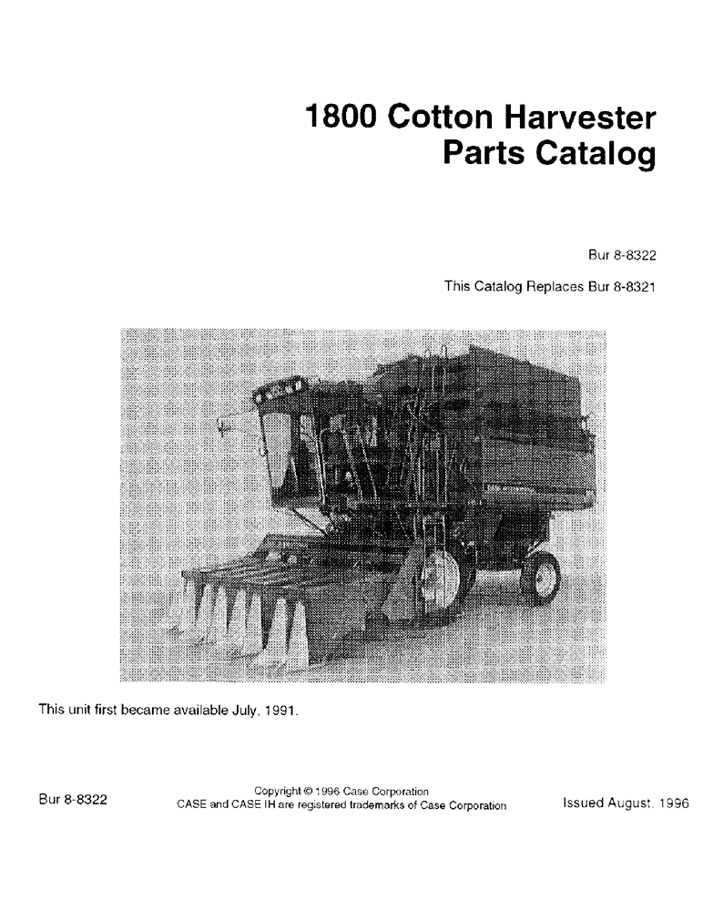 Схема запчастей Case IH 1800 - (1-01) - 1800 COTTON HARVESTER (00) - PICTORIAL INDEX