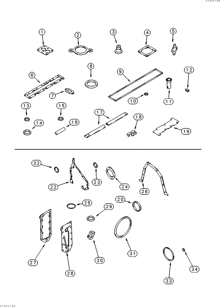 Схема запчастей Case IH 2155 - (2-48) - ENGINE GASKET KITS, 6TA-830 ENGINE, PRIOR TO COTTON PICKER P.I.N. JJ0156230 (01) - ENGINE