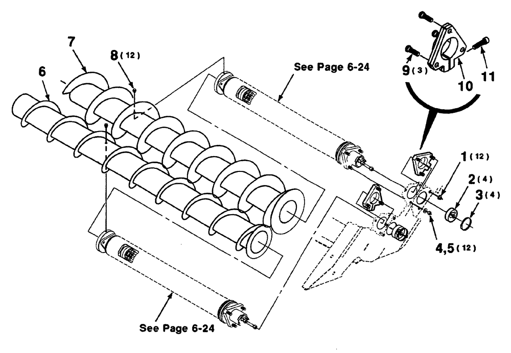 Схема запчастей Case IH 325 - (6-20) - AUGER ASSEMBLY - LEFT (18 FOOT) (58) - ATTACHMENTS/HEADERS