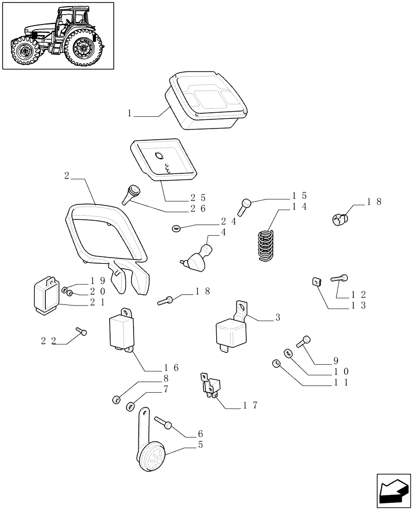 Схема запчастей Case IH JX80 - (1.75.1[01]) - CONTROL DEVICES (06) - ELECTRICAL SYSTEMS