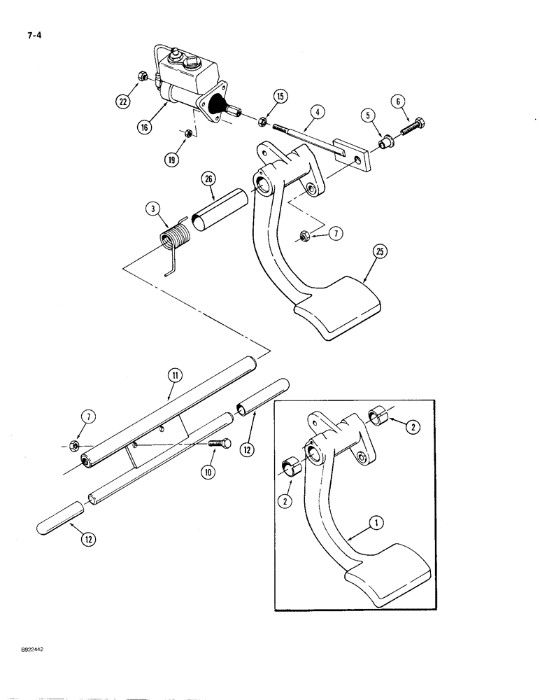 Схема запчастей Case IH 9230 - (7-004) - BRAKE CONTROLS, PRIOR TO P.I.N. JCB0028217, IF EQUIPPED (07) - BRAKES