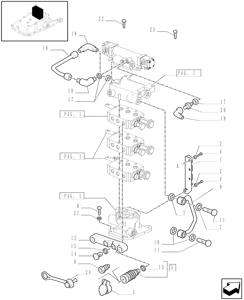 Схема запчастей Case IH JX1075C - (1.82.7/10[03]) - (VAR.164) 3 REMOTE VALVES FOR EDC (1 STD+1 W/FL.+1 W/FL.) - QUICK COUPLING - C5484 (07) - HYDRAULIC SYSTEM