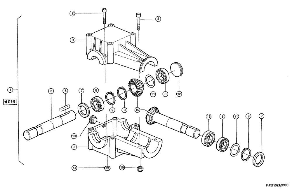 Схема запчастей Case IH RU450 - (0024) - ANGULAR GEAR, LAID MAIZE AUGER (58) - ATTACHMENTS/HEADERS