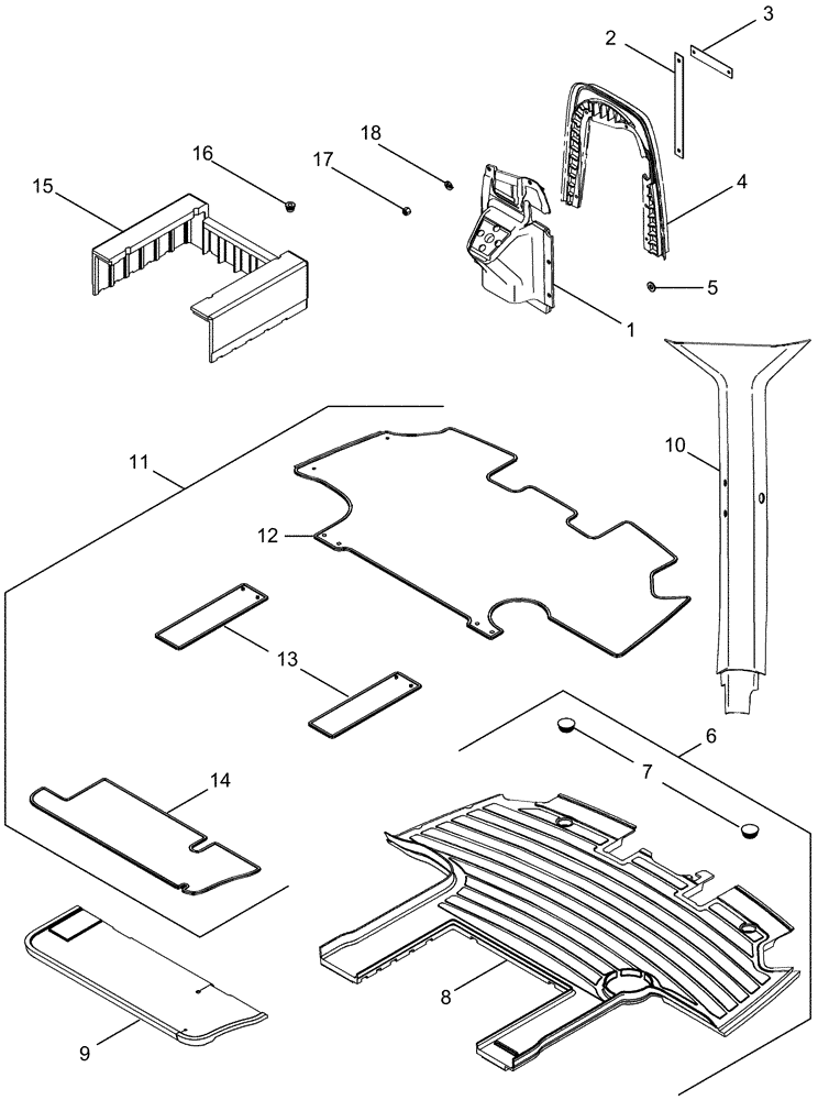 Схема запчастей Case IH MX275 - (09-24) - CAB - FLOOR MAT AND INSULATION (09) - CHASSIS/ATTACHMENTS