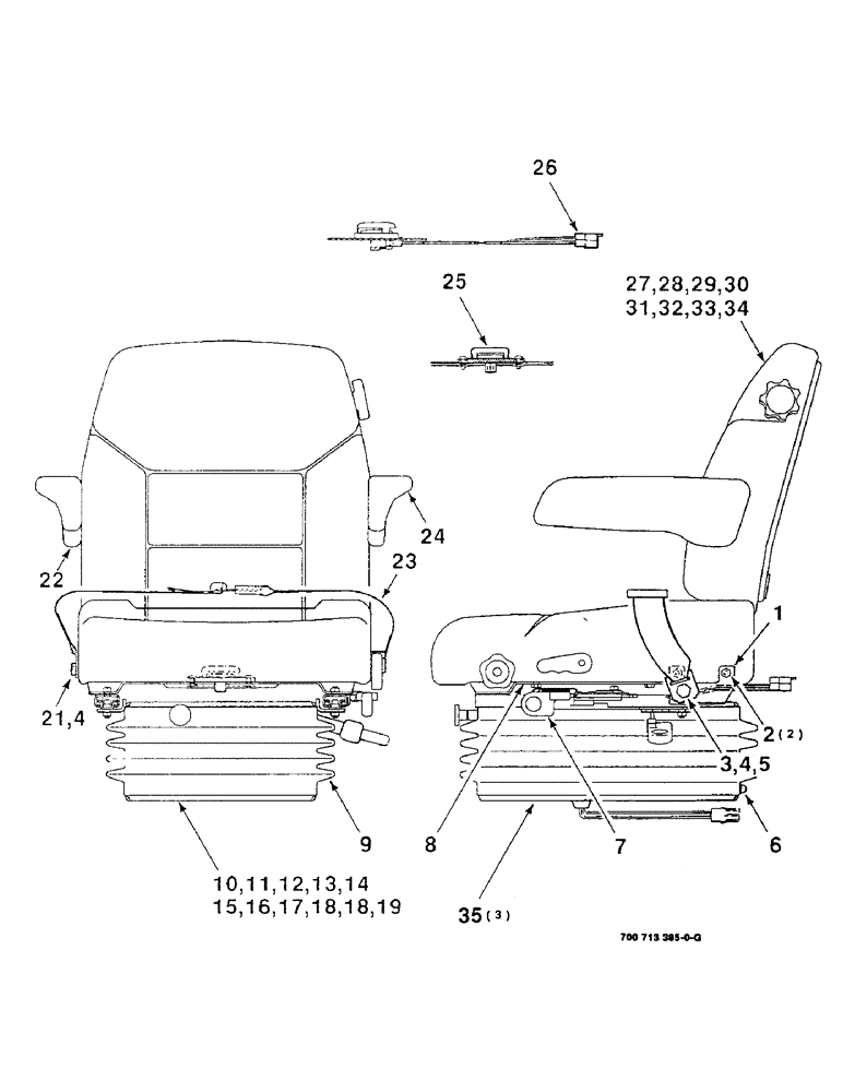 Схема запчастей Case IH 8850 - (07-20) - SEAT ASSEMBLY, 700713385 SEAT ASSEMBLY, CLOTH, COMPLETE (09) - CHASSIS