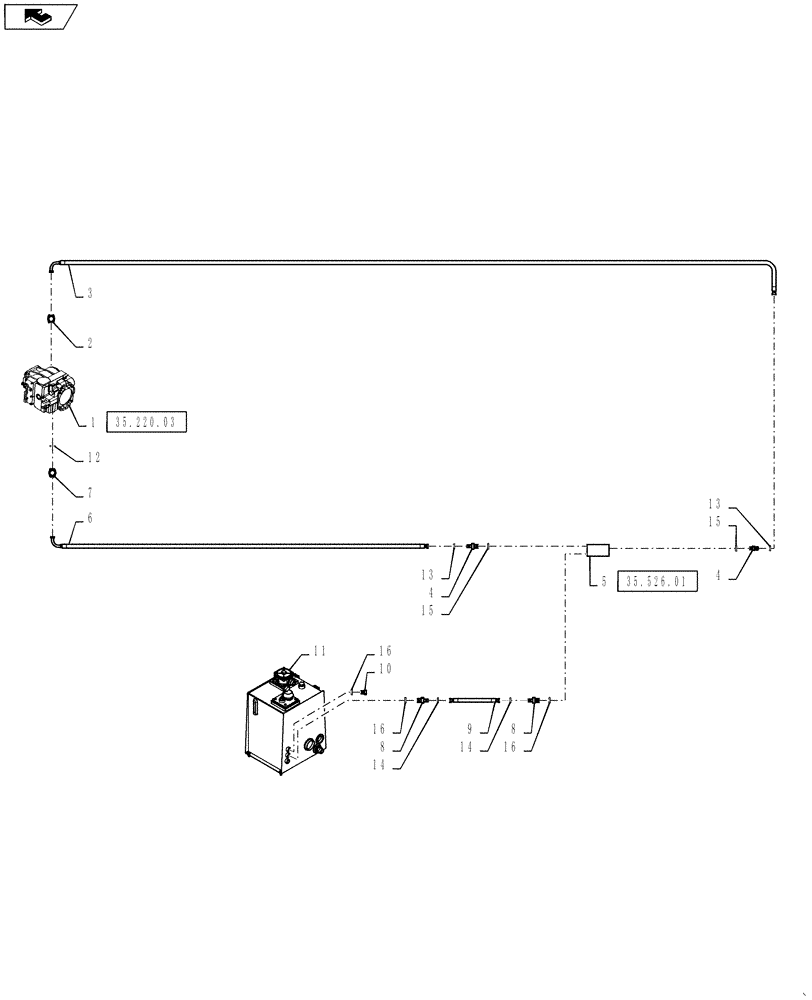 Схема запчастей Case IH 810 - (35.526.04) - FAN LOOP HYDRAULICS, SUPPLY AND RETURN, 3 WHEELER (35) - HYDRAULIC SYSTEMS