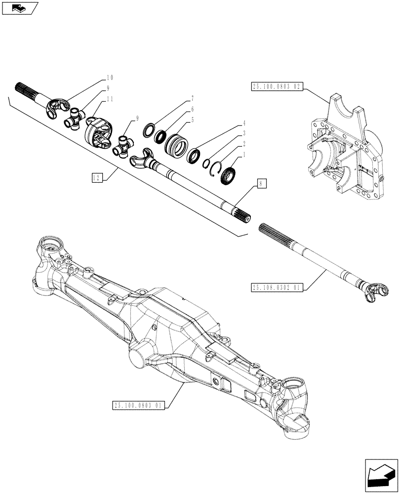 Схема запчастей Case IH PUMA 215 - (25.108.0302[02]) - ABS SYSTEM - 4WD FRONT AXLE WITH SUSPENSION AND BRAKES - AXLE SHAFT ARTICULATED (VAR.743964) (25) - FRONT AXLE SYSTEM