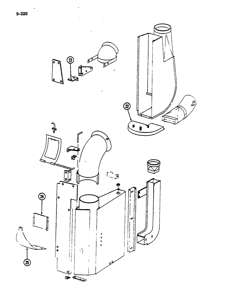 Схема запчастей Case IH 782 - (9-320) - DRUM DOORS AND REAR OUTLETS (09) - CHASSIS ATTACHMENTS