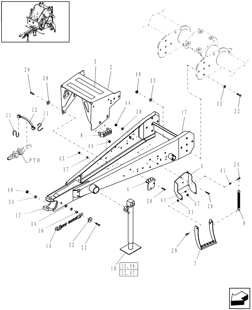 Схема запчастей Case IH RB464 - (12.04) - HITCH, NORTH AMERICA STUFFER UNITS (12) - MAIN FRAME