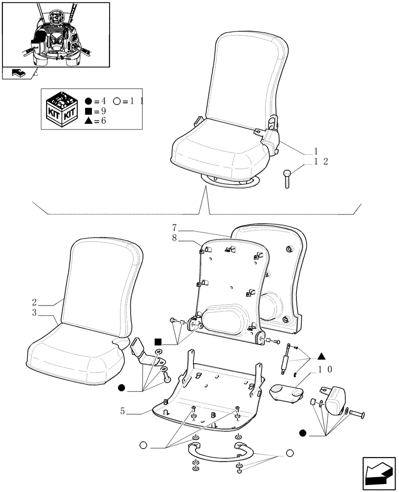 Схема запчастей Case IH MAXXUM 130 - (1.93.3/02) - PASSENGER SEAT (VAR.330719) (10) - OPERATORS PLATFORM/CAB