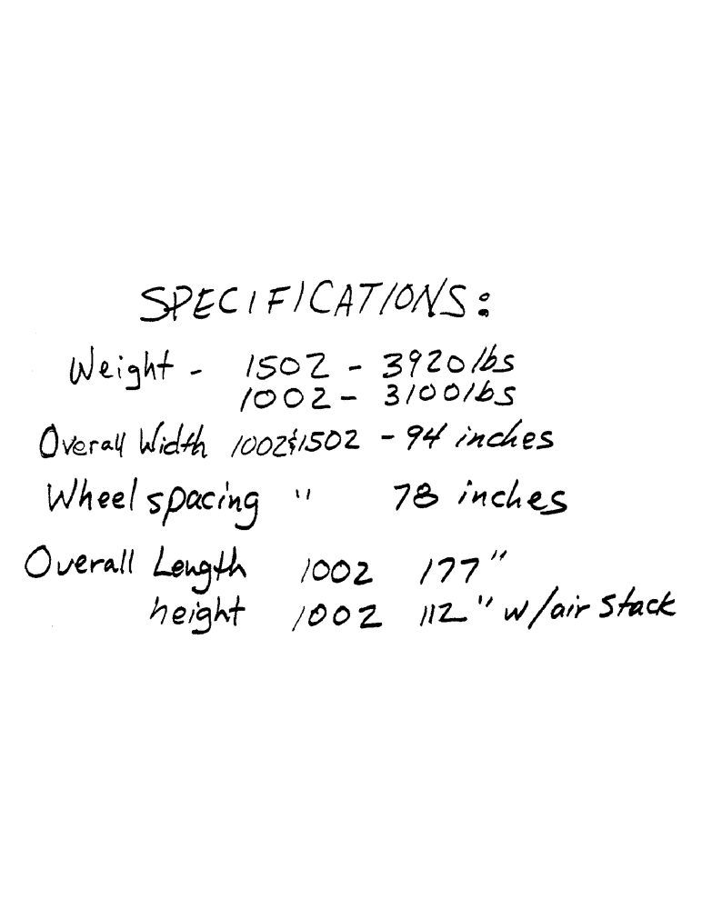 Схема запчастей Case IH 1802 - (71) - SPECIFICATIONS 