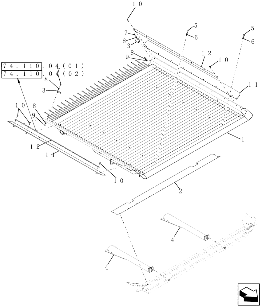 Схема запчастей Case IH 9010 - (74.110.06[02]) - GRAIN PAN - 9010 (74) - CLEANING