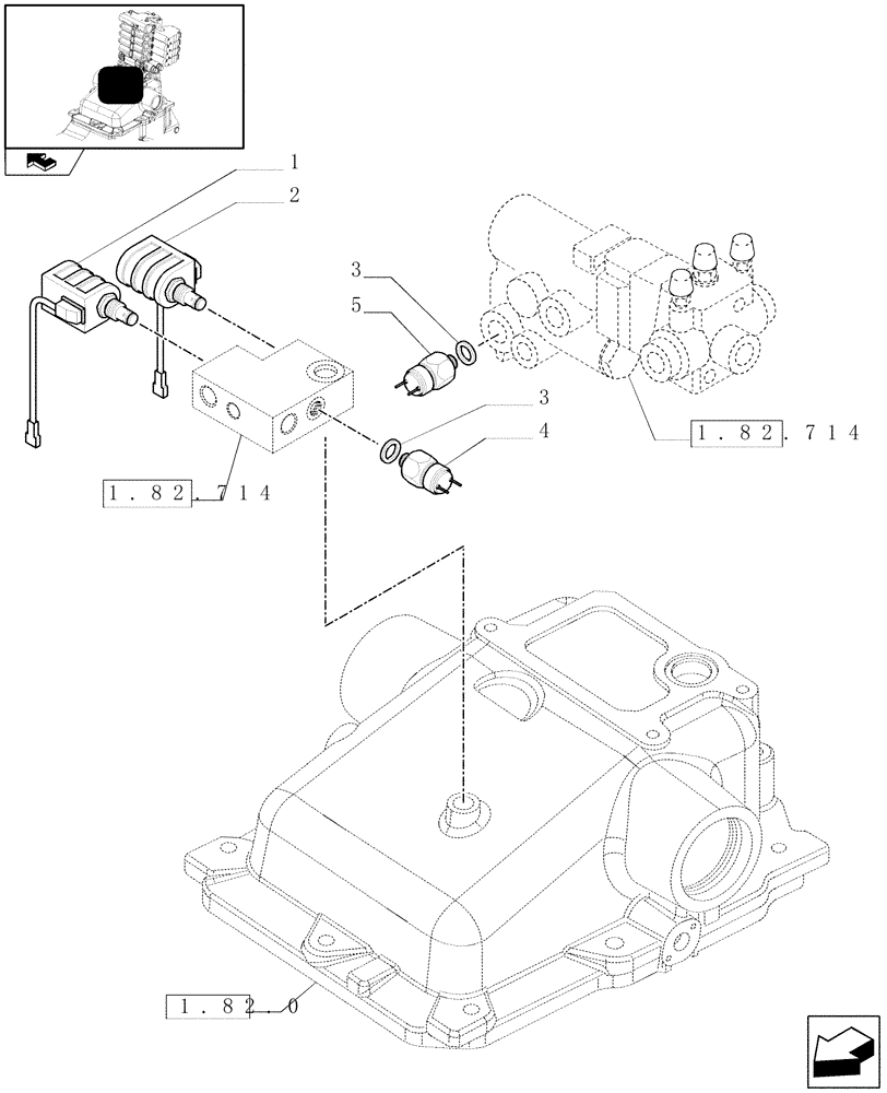 Схема запчастей Case IH MAXXUM 115 - (1.75.0/05) - HYDRAULIC TRAILER BRAKE (ITALY) - SOLENOID VALVES AND SENSORS (VAR.331723) (06) - ELECTRICAL SYSTEMS