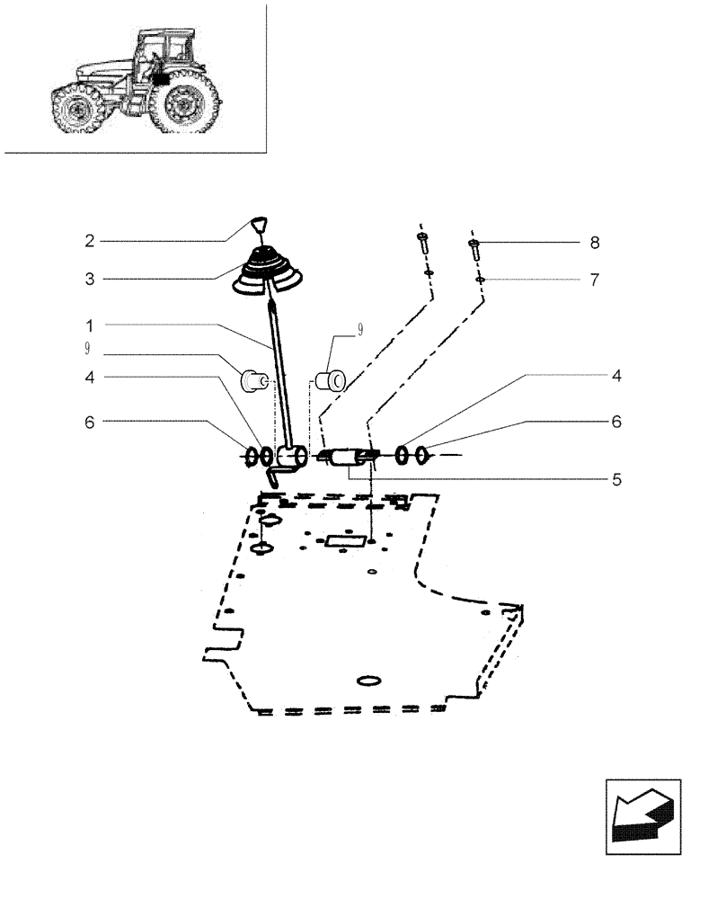 Схема запчастей Case IH JX85 - (1.92.0[05]) - CAB - REVERSER CONTROL - LEVER, HANDGRIP AND CASING (10) - OPERATORS PLATFORM/CAB