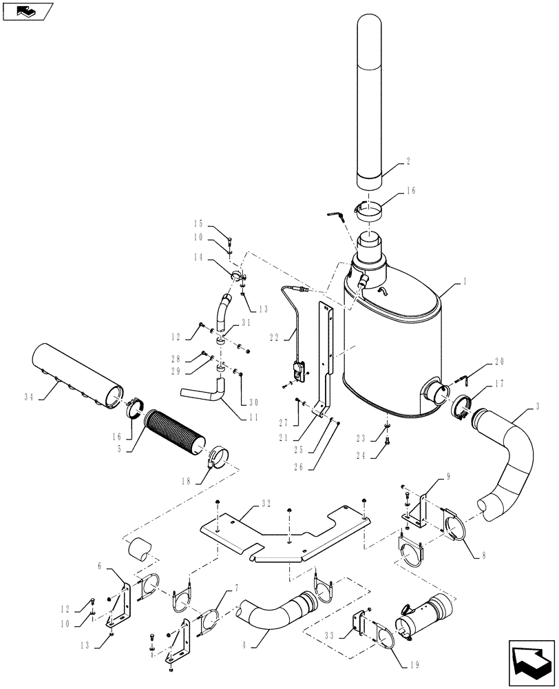 Схема запчастей Case IH TITAN 4530 - (10.254.01) - EXHAUST MUFFLER (10) - ENGINE