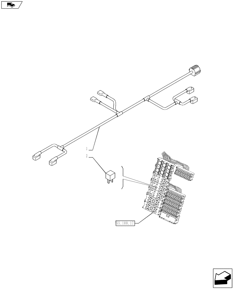 Схема запчастей Case IH PUMA 200 - (55.100.11[01]) - HYDRAULIC TRAILER BRAKE - HARNESS - C7091 (VAR.720414-720418) (55) - ELECTRICAL SYSTEMS