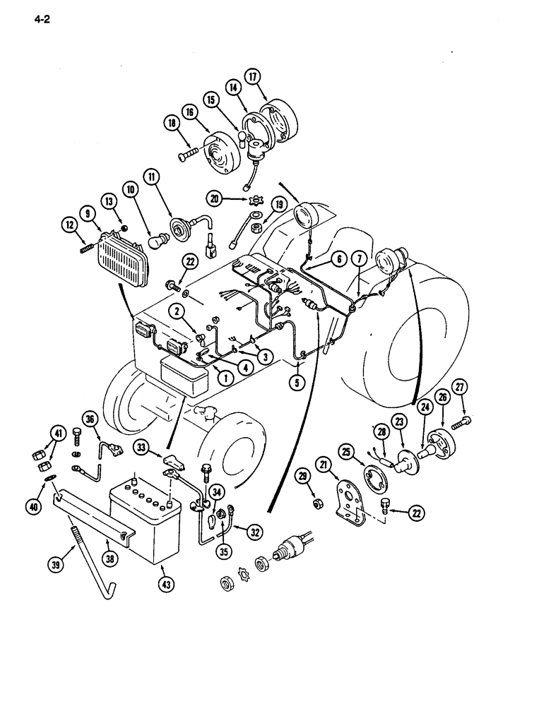 Схема запчастей Case IH 255 - (4-02) - WIRING HARNESS AND BATTERY (04) - ELECTRICAL SYSTEMS