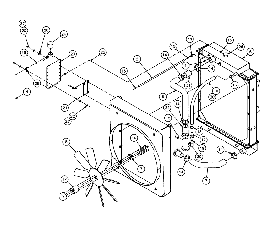 Схема запчастей Case IH FLX3300B - (02-017) - RADIATOR COMPONENTS (01) - ENGINE