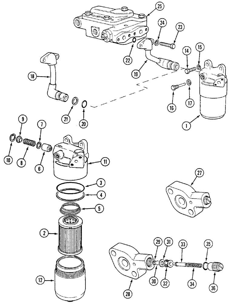 Схема запчастей Case IH 1494 - (8-300) - FILTER AND BLEED VALVE (08) - HYDRAULICS