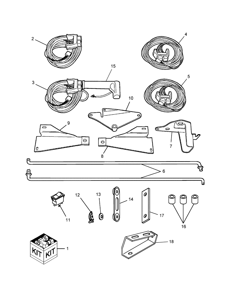 Схема запчастей Case IH WD2303 - (18.02) - ADJUSTABLE WINDROW SHIELD KIT, ELCTRICALLY CONTROLLED (18) - ACCESSORIES