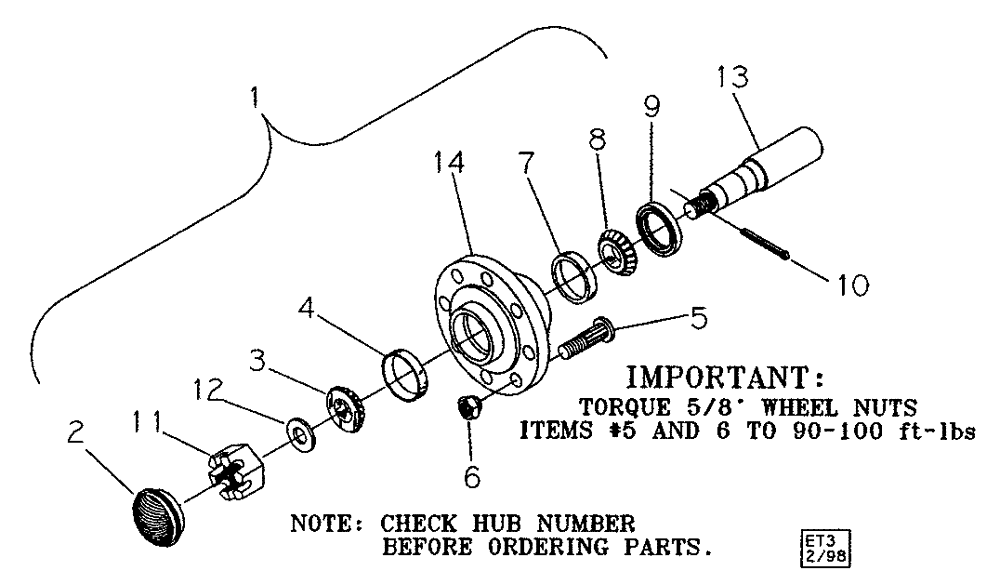 Схема запчастей Case IH NPX2800 - (44.100.03) - 80-8 HUB AND SPINDLE ASSEMBLY (44) - WHEELS