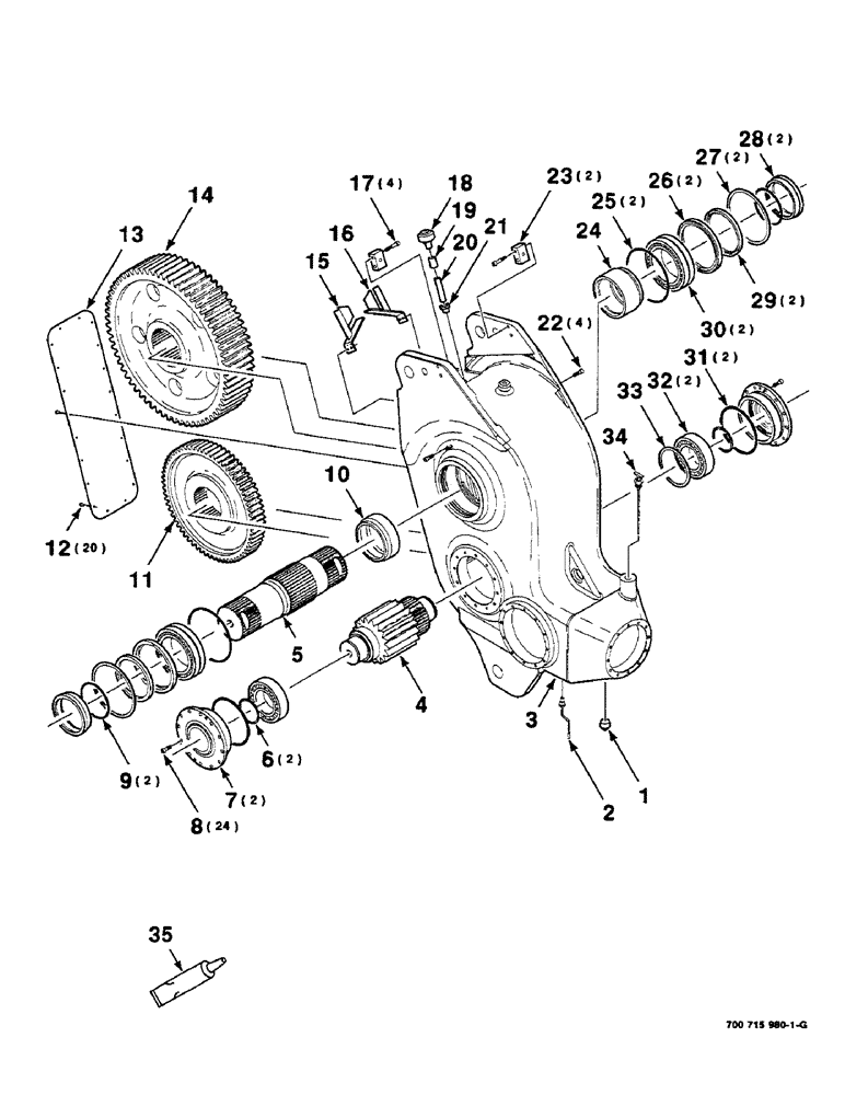 Схема запчастей Case IH 8580 - (02-26) - GEARBOX ASSEMBLY, CAST, 700715980 GEARBOX ASSEMBLY COMPLETE, INCLUDES PGS 2-26 THRU 2-28 Driveline