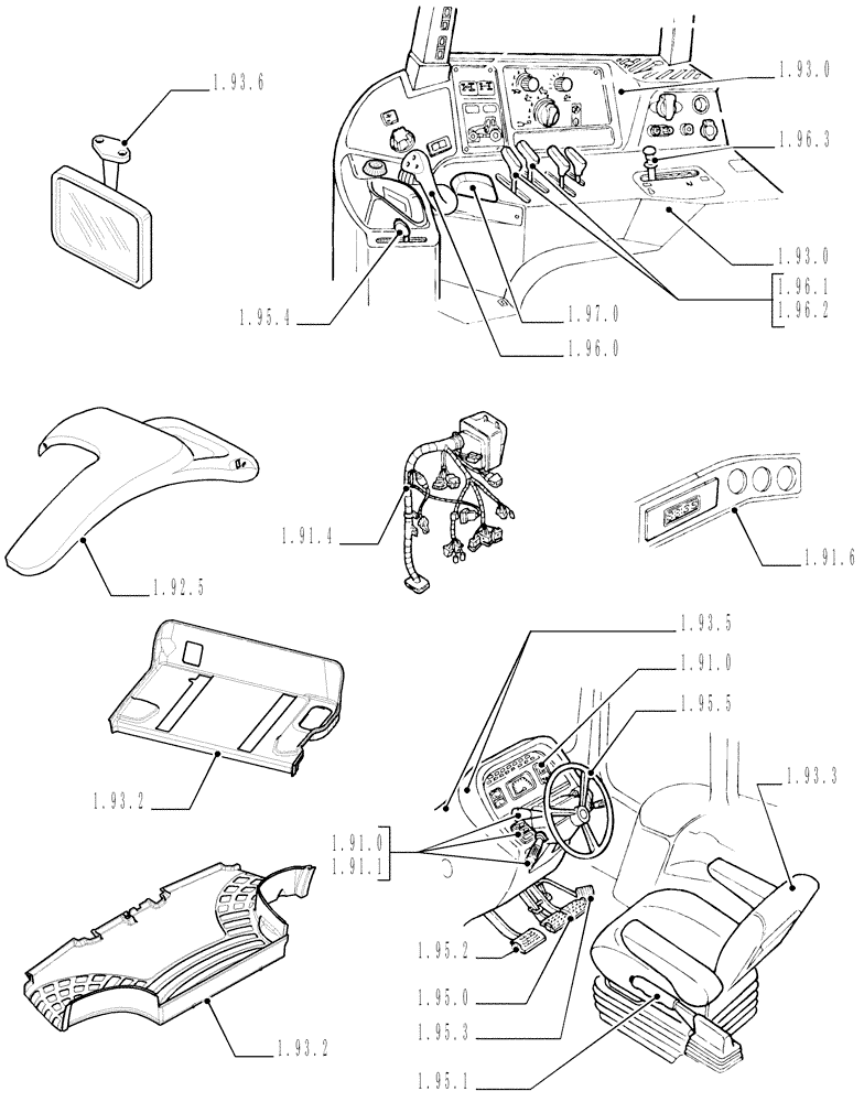 Схема запчастей Case IH MXU115 - (SEC. 10[02]) - DRIVERS COMPARTMENT (00) - GENERAL