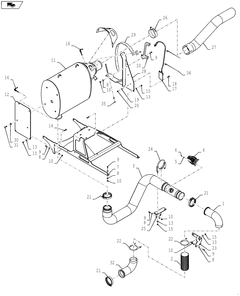 Схема запчастей Case IH 4430 - (10.254.02) - EXHAUST GROUP (10) - ENGINE