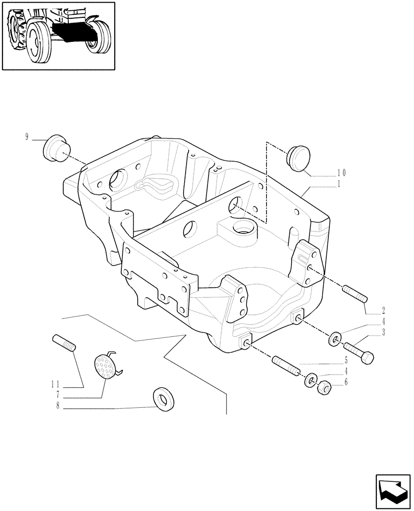 Схема запчастей Case IH MXU135 - (1.21.1) - 2WD SUPPORT FOR FRONT AXLE (03) - TRANSMISSION