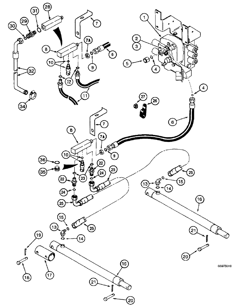 Схема запчастей Case IH 2166 - (8-28) - HEADER LIFT SYSTEM (07) - HYDRAULICS