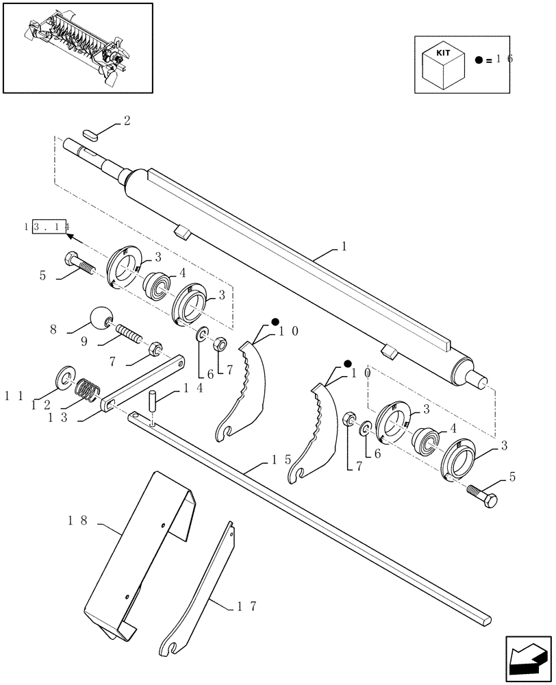 Схема запчастей Case IH RBX341 - (13.15[01]) - CROPCUTTER ASSEMBLY, KNIVES (13) - FEEDER