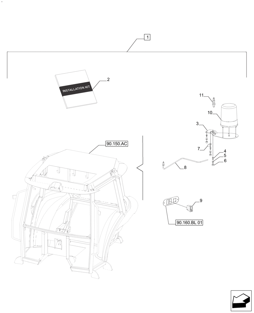 Схема запчастей Case IH FARMALL 110A - (88.100.55[07]) - DIA KIT BEACON - CAB (88) - ACCESSORIES