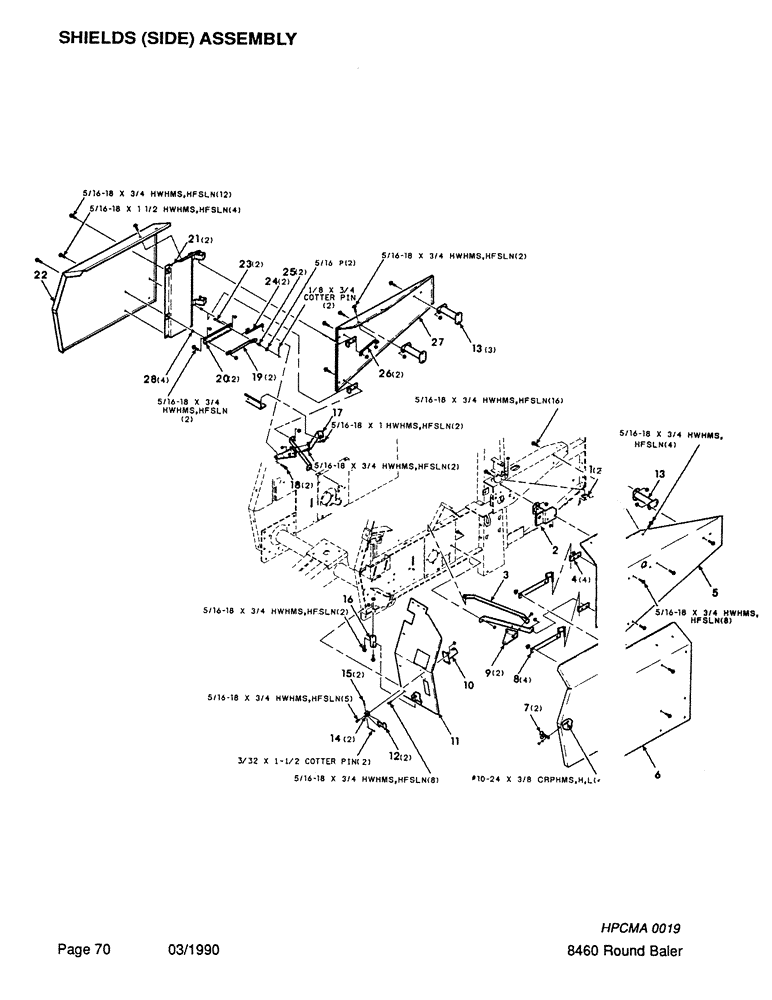 Схема запчастей Case IH 8460 - (070) - SHIELDS, SIDE, ASSEMBLY (12) - MAIN FRAME