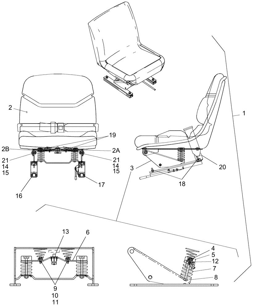 Схема запчастей Case IH D40 - (10.09) - SEAT ASSY (10) - OPERATORS PLATFORM/CAB