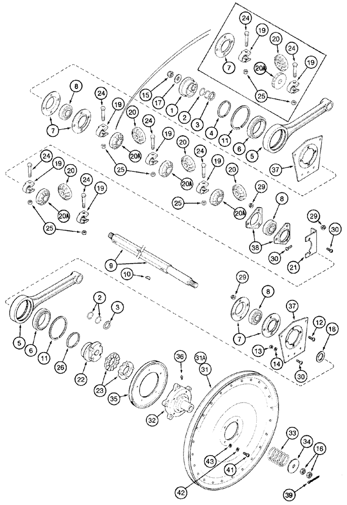 Схема запчастей Case IH 2366 - (09B-15) - DRIVE - SHAKER SHAFT AND AUGER (14) - ROTOR, CONCANVES & SIEVE