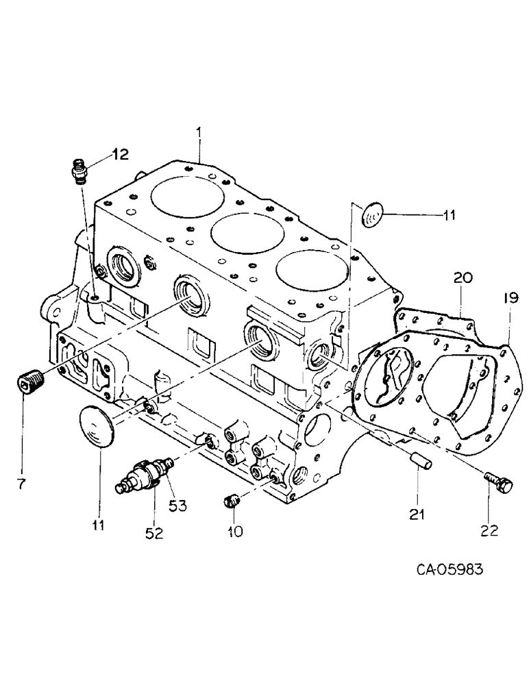 Схема запчастей Case IH 4140 - (12-17) - CYLINDER BLOCK AND CRANKCASE, ISUZU ENGINE (04) - Drive Train