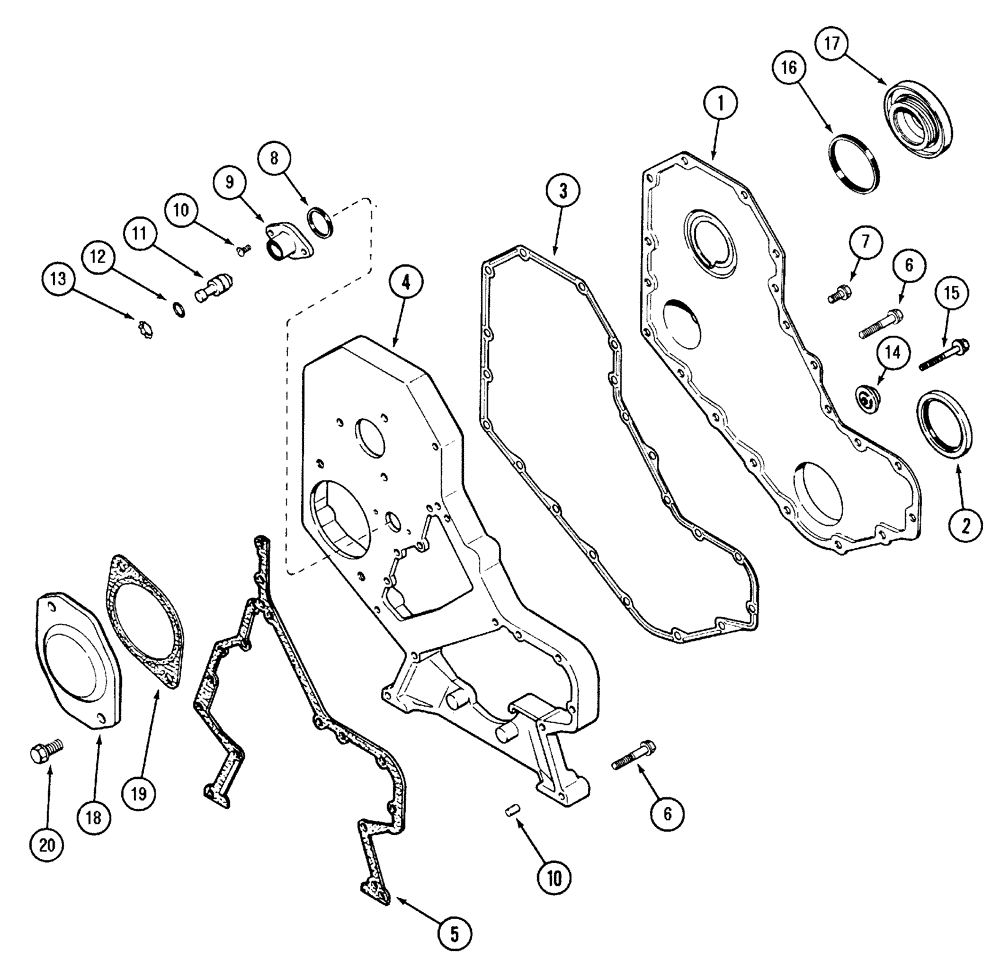 Схема запчастей Case IH MX170 - (02-14) - CYLINDER BLOCK FRONT COVER (10) - ENGINE