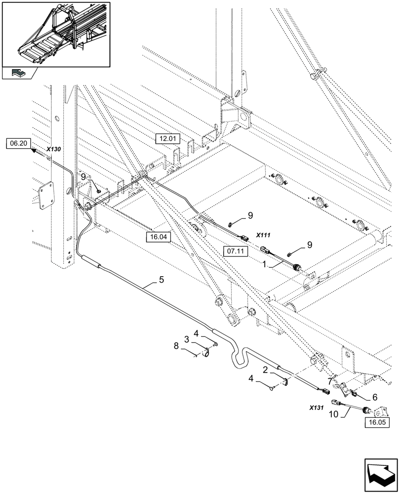 Схема запчастей Case IH LB333R - (06.13[01]) - ROLLER BALE CHUTE, ELECTRICITY (06) - ELECTRICAL SYSTEMS