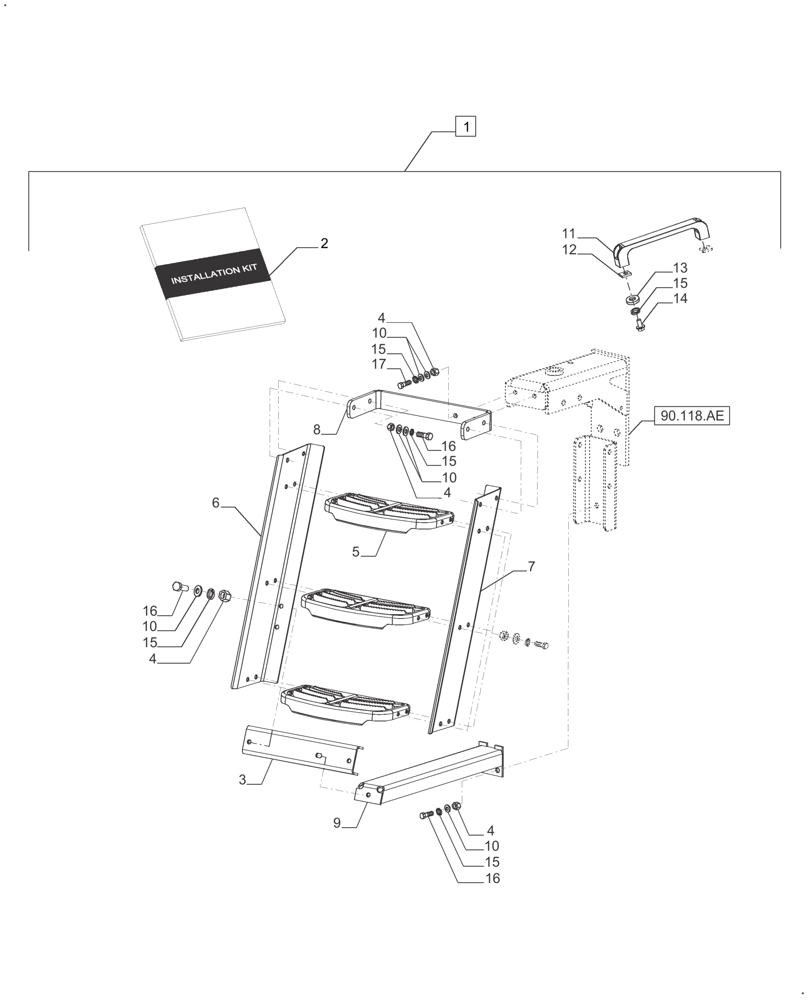 Схема запчастей Case IH FARMALL 110A - (88.100.90[06]) - DIA KIT STEP RH PLATFORM (88) - ACCESSORIES