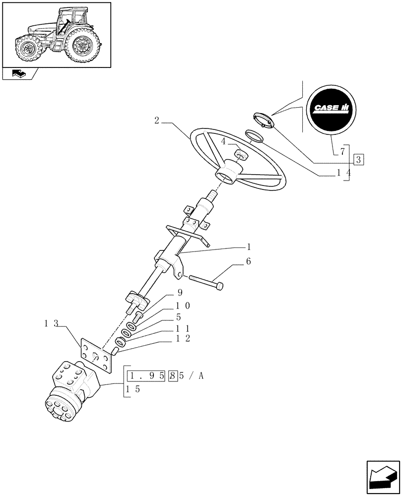 Схема запчастей Case IH FARMALL 95U - (1.95.5) - STEERING WHEEL, STEERING COLUMN, POWER STEERING (10) - OPERATORS PLATFORM/CAB