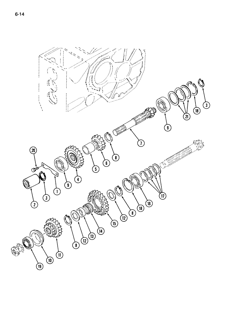 Схема запчастей Case IH 265 - (6-14) - RANGE GEARS, CONSTANT MESH TRANSMISSION (06) - POWER TRAIN