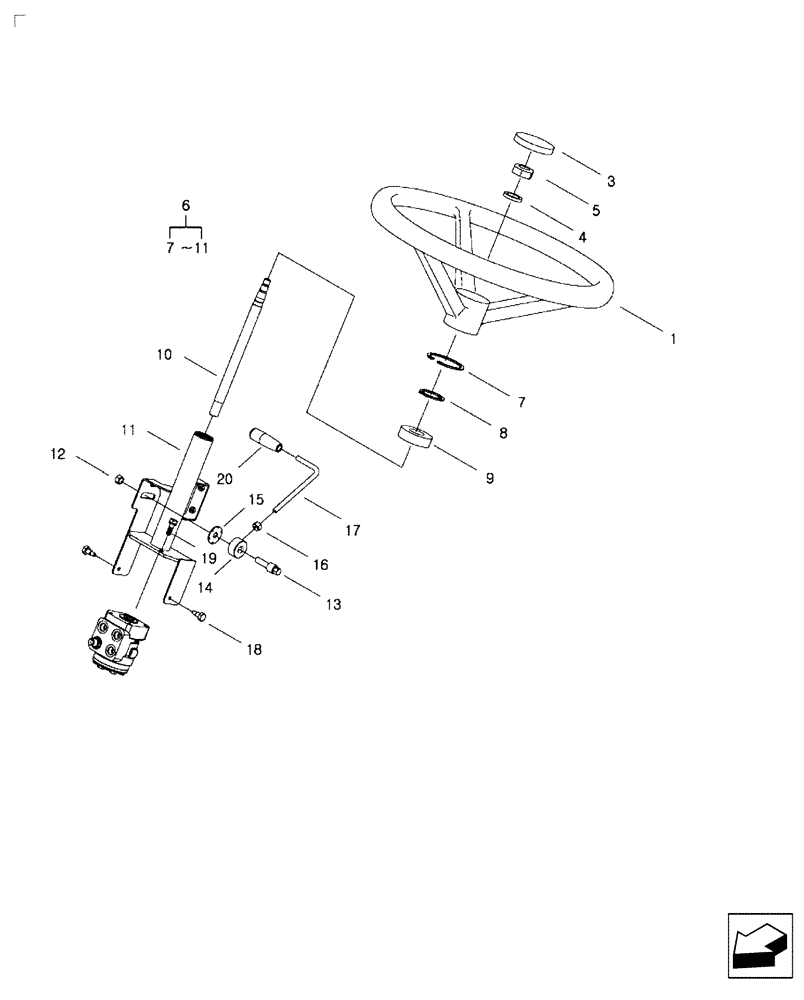 Схема запчастей Case IH FARMALL 35B - (41.204.01) - STEERING WHEEL & COLUMN (41) - STEERING