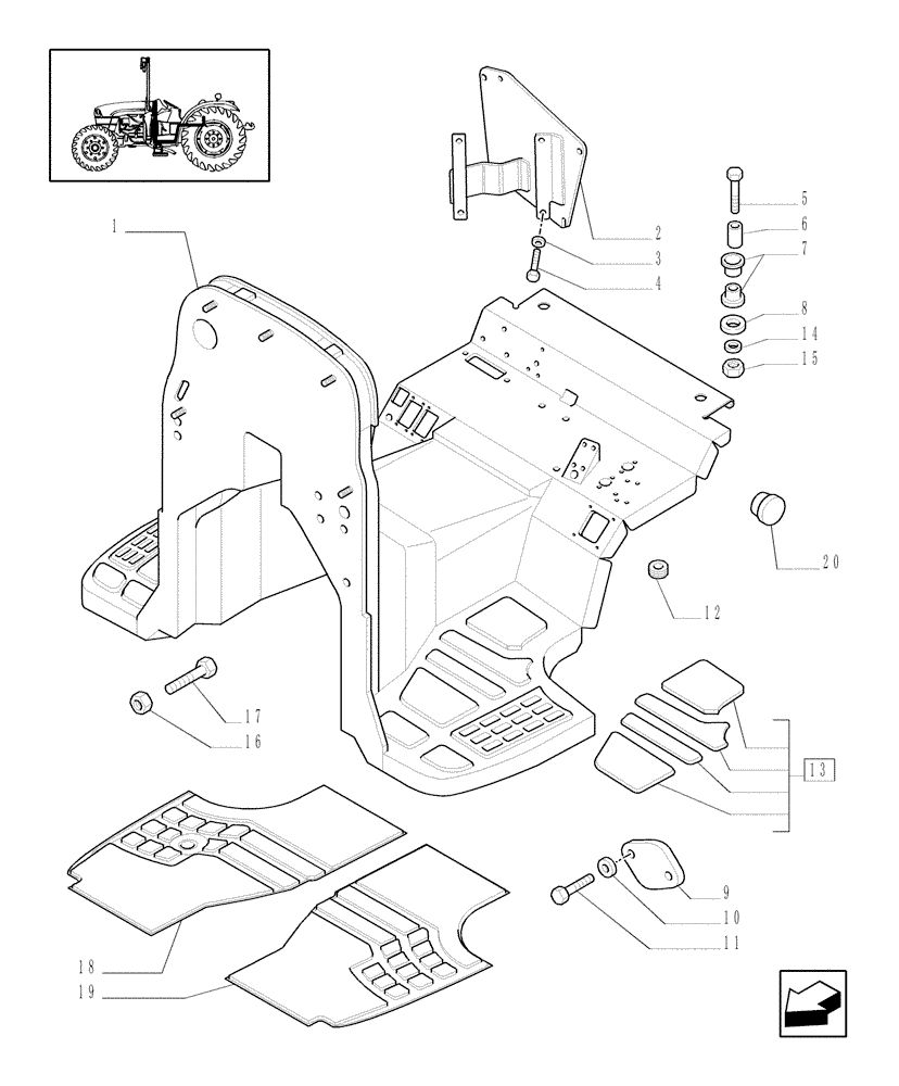 Схема запчастей Case IH JX1085C - (1.92.87[01]) - MUDGUARDS AND FOOTBOARDS (10) - OPERATORS PLATFORM/CAB