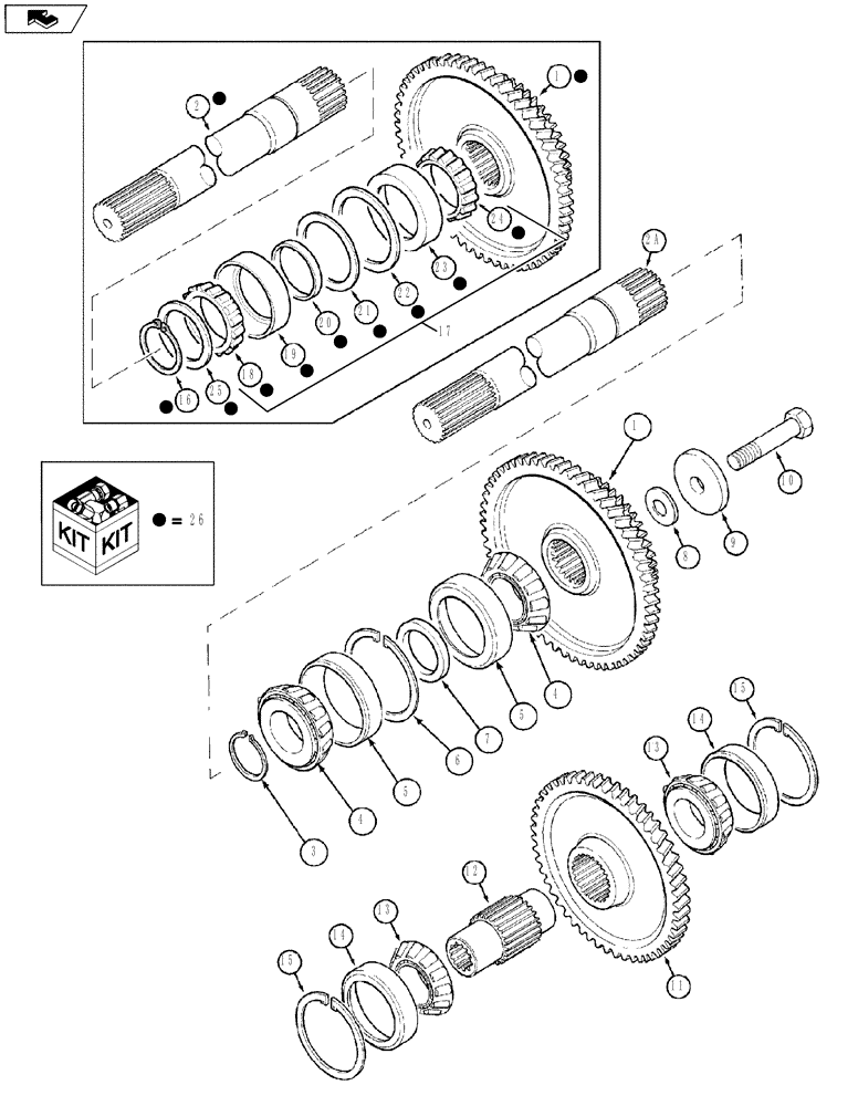 Схема запчастей Case IH MX135 - (06-26) - P.T.O. AND OIL PUMP DRIVE (06) - POWER TRAIN